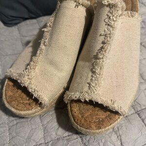 Frayed Canvas Open-Toe Sandals